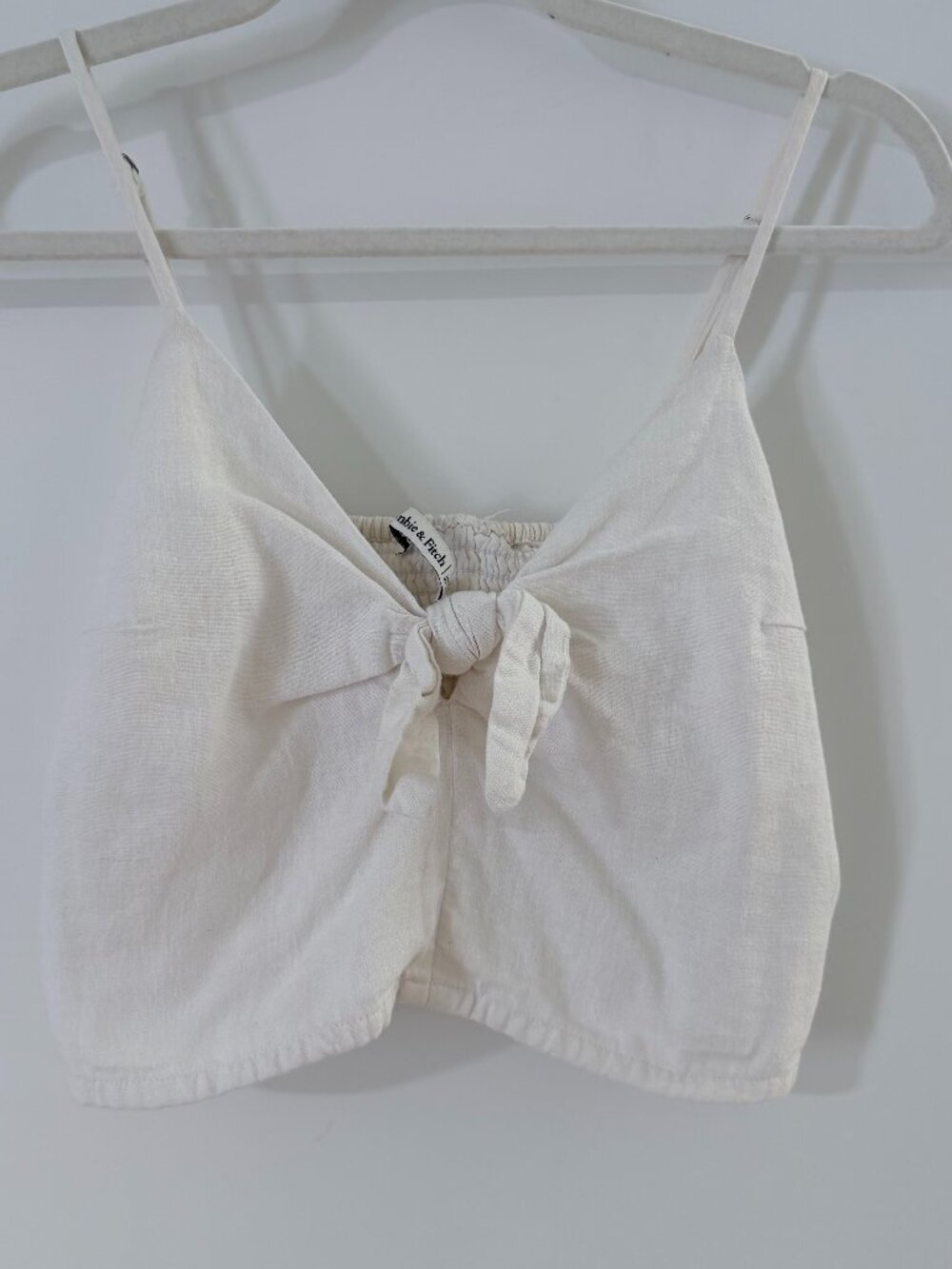 Abercrombie & Fitch White Linen Blend Tie Front Crop Cami Size Small